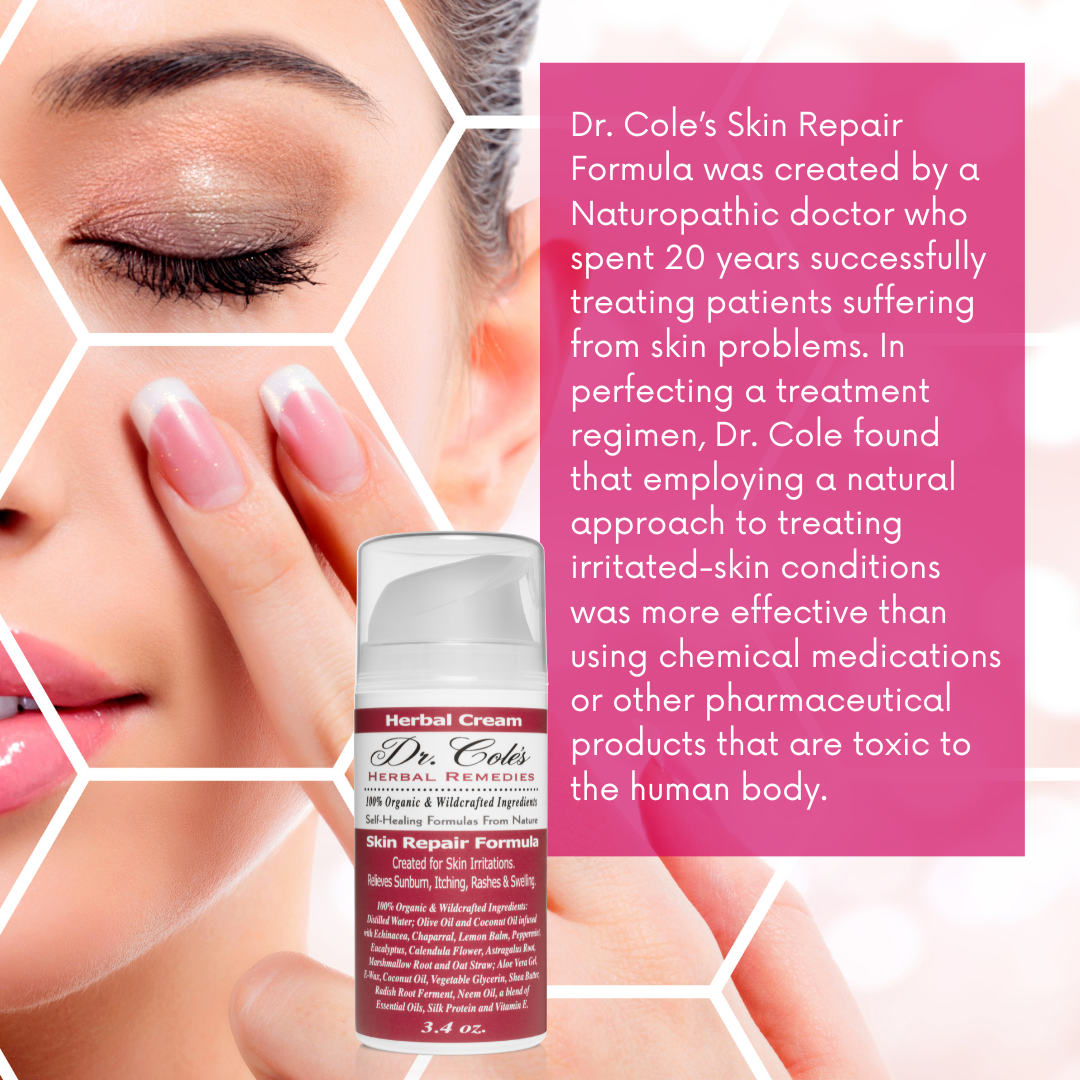 Dr. Cole's Herbal Remedies Skin Repair Formula Cream created by a naturopathic doctor.