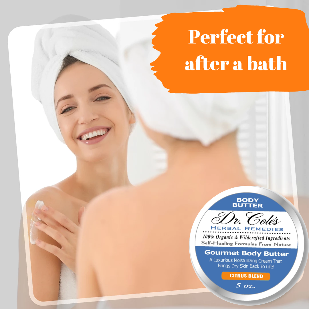 Dr. Cole's Herbal Remedies Gourmet Body Butter Citrus Blend is perfect for after a bath.