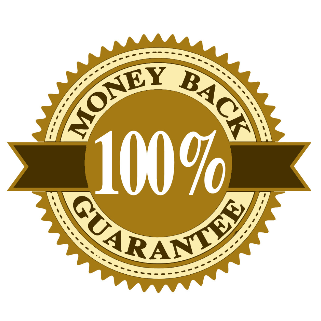 100% money back guarantee logo.