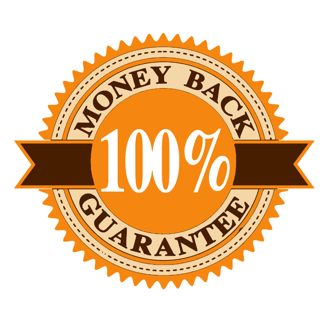 100% money back guarantee logo.