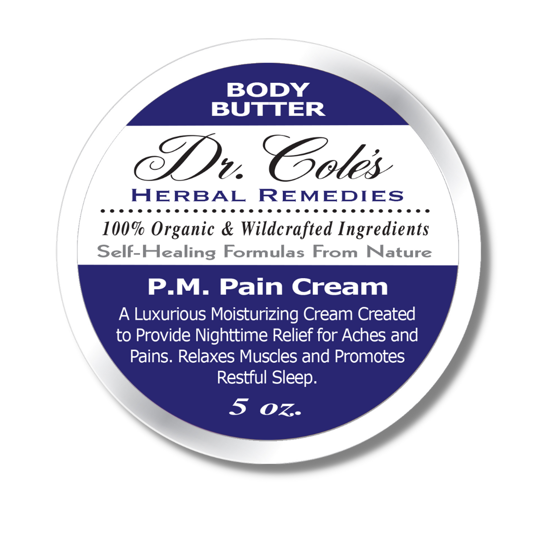 Label of Dr. Cole's Herbal Remedies P.M. Pain Cream