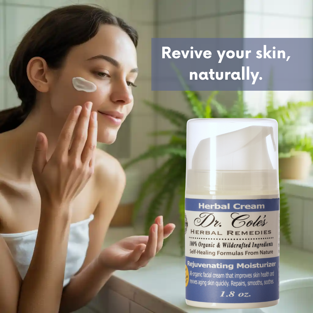 Woman applying Rejuvenating Facial Moisturizer cream to her face