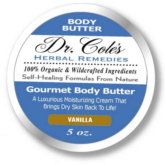 Dr. Cole's Gourmet Body Butter - 5 oz - Organic & Wildcrafted Ingredients - Luxurious Moisturizing Cream for Dry Skin Repair SixPak