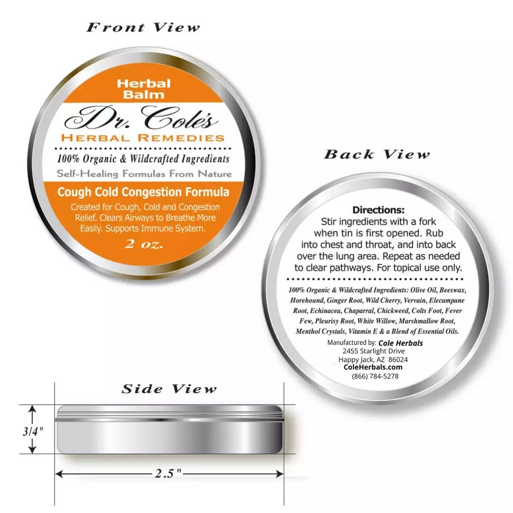 Dr. Cole’s Organic Cough Cold Congestion Relief Balm