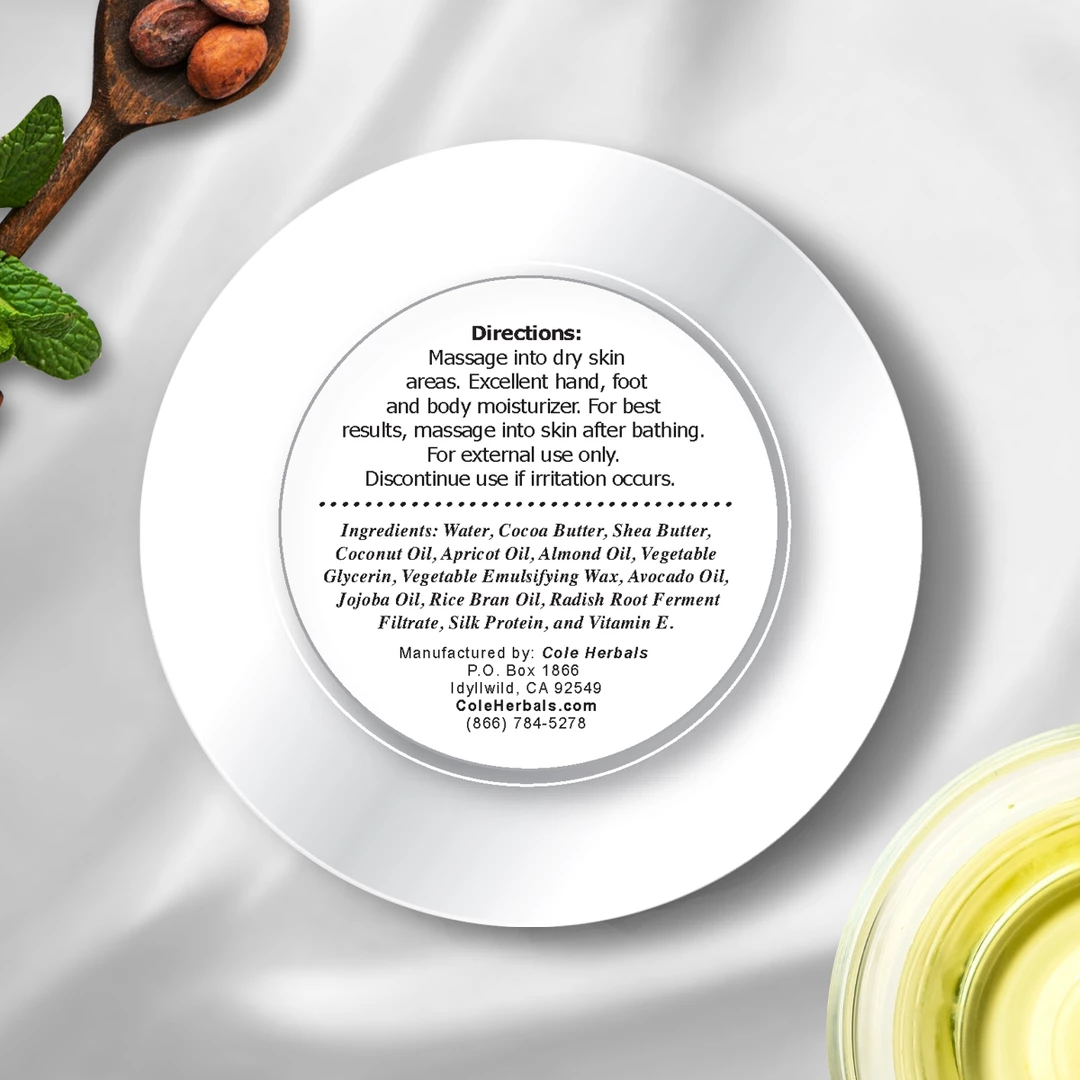 Dr. Cole's Gourmet Body Butter - 5 oz - Organic & Wildcrafted Ingredients - Luxurious Moisturizing Cream for Dry Skin Repair SixPak