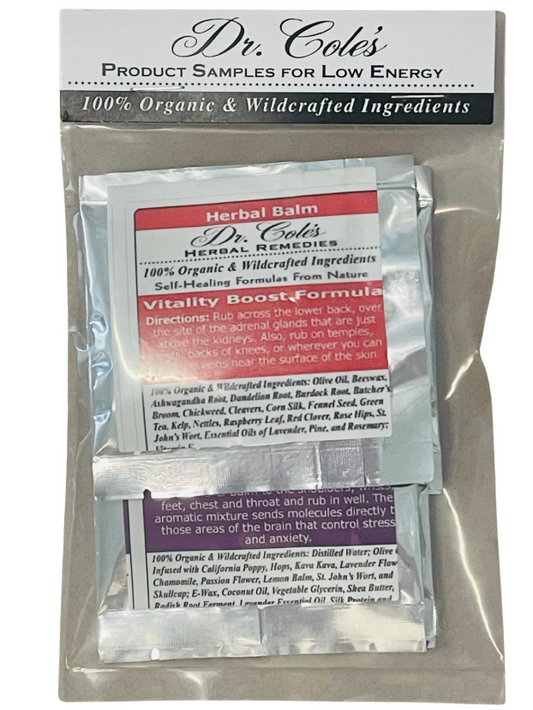 Packaged herbal balm with Dr. Cole's branding on a gray background